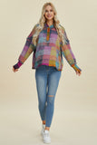 Full Size Plaid Dropped Shoulder Hoodie