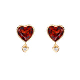 Natural Garnet and Zircon Stud Earrings