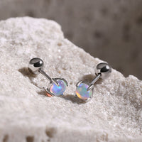 Cute Mini Round Natural Opal 925 Sterling Silver Stud Earrings