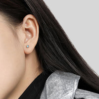 Cute Mini Round Natural Opal 925 Sterling Silver Stud Earrings