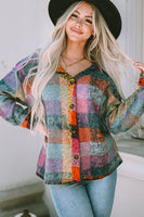 Multicolor Brushed Checked Western Buttoned Jacket
