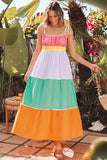 Colorful Colorblock Maxi Dress