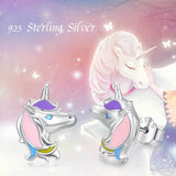 Unicorn Earrings 925 Sterling Silver Cute Tiny Small Unicorn Stud Earrings