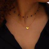 18K Gold Exquisite and Fashionable Heart Pendant with Double-layer Design Luxury Style Necklace