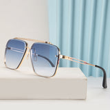 Men's Stylish Double Beam Cut Edge Metallic Sunglasses