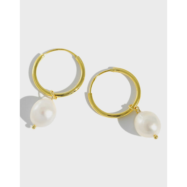 S925 Pure Silver Baroque Freshwater Pearl Earrings
