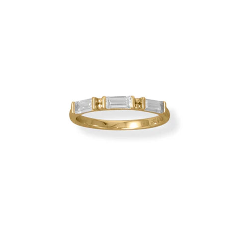 Bodacious Baguettes! 14 Karat Gold Plated Baguette CZ Ring