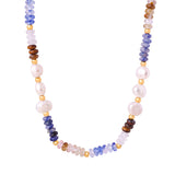 Natural Stone Round Beads Freshwater Pearl Necklace