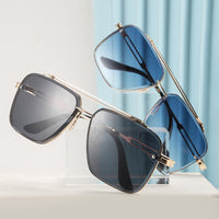 Men's Stylish Double Beam Cut Edge Metallic Sunglasses