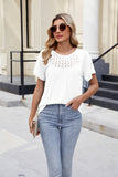 Sexy Lace Blouse with Pleated Short Sleeves for Women