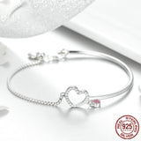 S925 Pure Silver Women's Zircon Heart Bracelet