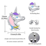 Unicorn Earrings 925 Sterling Silver Cute Tiny Small Unicorn Stud Earrings