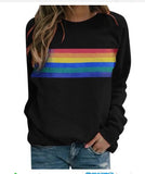 Colorful Striped Printed Round Neck Cotton Pullover Long Sleeved Sweatshirt