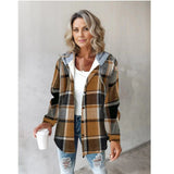 Women's Flannel Plaid Shacket Long Sleeve Button Down Shirt Coat