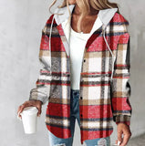 Women's Flannel Plaid Shacket Long Sleeve Button Down Shirt Coat