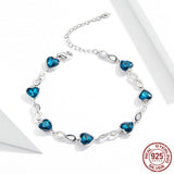 Women's Blue Heart S925 Sterling Silver Bracelet