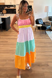 Colorful Colorblock Maxi Dress