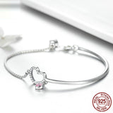 S925 Pure Silver Women's Zircon Heart Bracelet