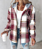 Women's Flannel Plaid Shacket Long Sleeve Button Down Shirt Coat