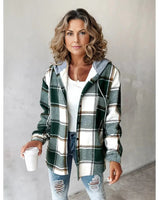 Women's Flannel Plaid Shacket Long Sleeve Button Down Shirt Coat