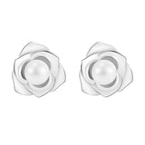 S925 Sterling Silver Camellia Pearl Earrings