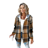 Women's Flannel Plaid Shacket Long Sleeve Button Down Shirt Coat