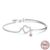S925 Pure Silver Women's Zircon Heart Bracelet