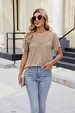 Sexy Lace Blouse with Pleated Short Sleeves for Women