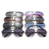 Men's Stylish Double Beam Cut Edge Metallic Sunglasses