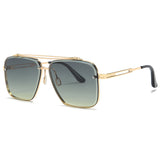 Men's Stylish Double Beam Cut Edge Metallic Sunglasses