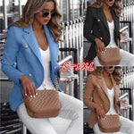 Long Sleeved Double Breasted Solid Color Small Suit Jacket