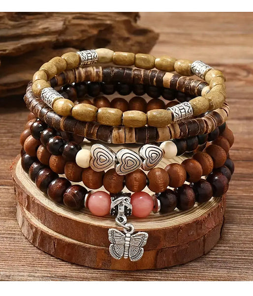 Wood Bead Bracelet Set