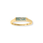 Sterling Silver 14K Gold Plated Moss Agate Bar Ring