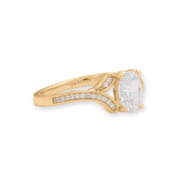 14 Karat Gold Plated Oval and Pave CZ Ring