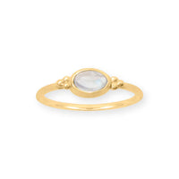 14 Karat Gold Plated Dainty Rainbow Moonstone Ring