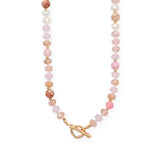 18" Pink Rondell Glass and Picture Jasper Bead Fashion Toggle Necklace