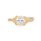14 Karat Gold Plated Oval and Pave CZ Ring