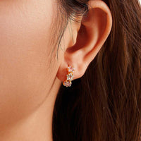 Sterling Silver Exquisite Flower Zircon Earrings