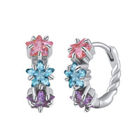 Sterling Silver Exquisite Flower Zircon Earrings