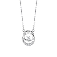 Sterling Silver Double Round Ring Zirconia Necklace