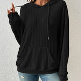 Fashion Drawstring Long-sleeved Hooded Sweatshirt With Pockets