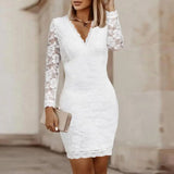 Fashion Bodycon Dress, Soft Lace Long Sleeves