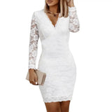 Fashion Bodycon Dress, Soft Lace Long Sleeves