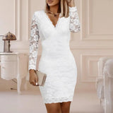 Fashion Bodycon Dress, Soft Lace Long Sleeves