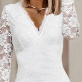 Fashion Bodycon Dress, Soft Lace Long Sleeves