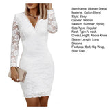 Fashion Bodycon Dress, Soft Lace Long Sleeves