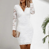 Fashion Bodycon Dress, Soft Lace Long Sleeves