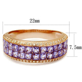 Rose Gold 925 Sterling Silver Ring with AAA Grade CZ  in Amethyst