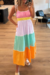 Colorful Colorblock Maxi Dress