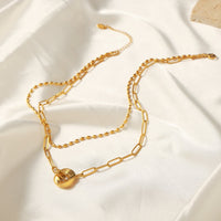 18K Gold Fashionable and Simple Double-layered Twisted Round Design Pendant Necklace